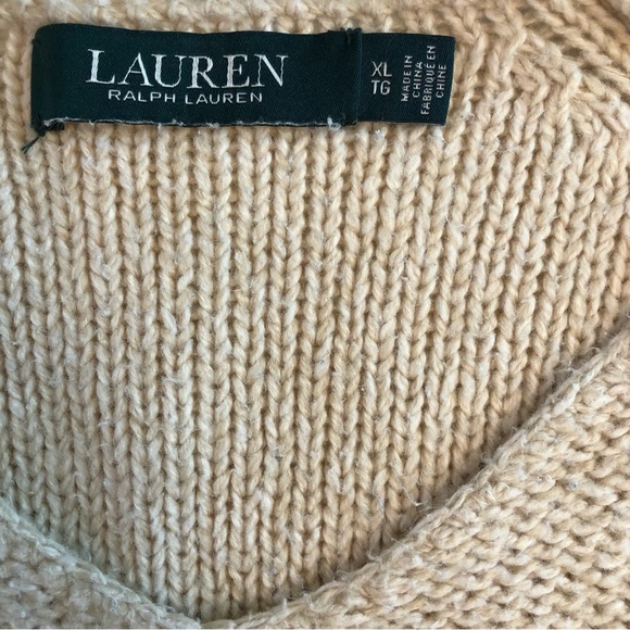 Ralph Lauren Scoop Neck Cream Color Pullover Sweater Size XL - Picture 5 of 9